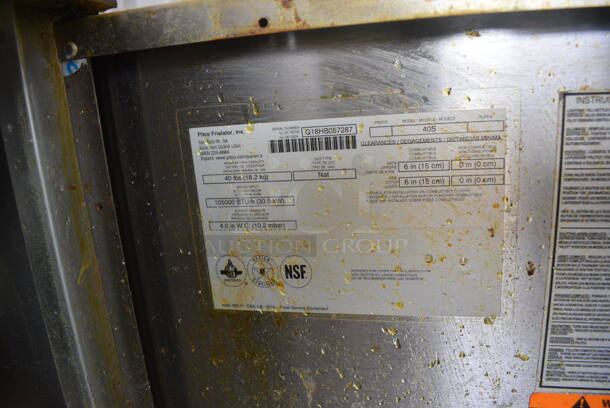 2018 Pitco Frialator Model 40S Stainless Steel Commercial Floor Style Natural Gas Powered Deep Fat Fryer w/ 2 Metal Fry Baskets. 105,000 BTU. 15.5x30x48 - Image 6 of 6