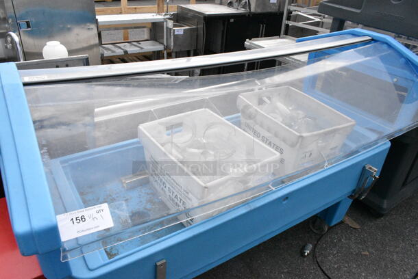 Cambro Blue Poly Portable Buffet Station w/ Sneeze Guard on Commercial Casters.  - Image 4 of 5