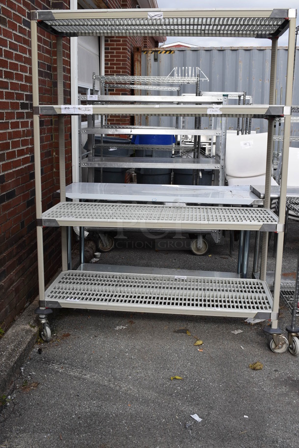 Metro Max Poly and Metal 4 Tier Wire Shelving Unit on Commercial Casters. BUYER MUST DISMANTLE. PCI CANNOT DISMANTLE FOR SHIPPING. PLEASE CONSIDER FREIGHT CHARGES. 60x24x80 - Image 2 of 5