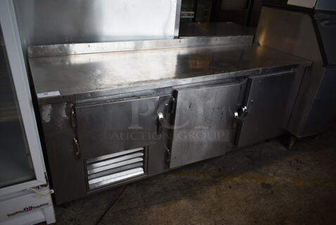 Stainless Steel Commercial 3 Door Work Top Cooler w/ Back Splash. 115 Volts, 1 Phase. Tested and Working!
