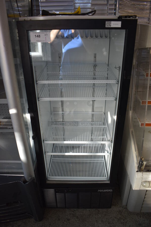 Habco Model SE12 Metal Commercial Single Door Reach In Cooler Merchandiser w/ Poly Coated Racks. 115 Volts, 1 Phase. 24x25x63. Tested and Working!