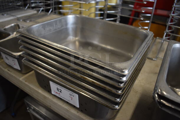 7 Stainless Steel 1/2 Size Drop In Bins; 1 Perforated. 1/2x4. 7 Times Your Bid! - Image 2 of 3
