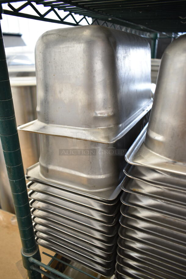 ALL ONE MONEY! Two Tier Lot of Various Items Including Stainless Steel Drop In Bins, Utensils, Metal Stock Pot and Cutting Boards - Image 3 of 12