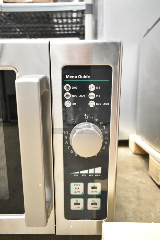 BRAND NEW SCRATCH AND DENT! 2024 Amana RCS10DSE Medium Volume Stainless Steel Commercial Microwave. 120 Volts, 1 Phase.  - Image 4 of 6