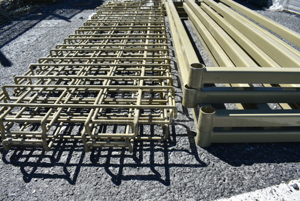 ALL ONE MONEY! Lot of 4 Tan Finish Dunnage Shelves w/ 4 Wire Covers. 60x18x1.5 - Image 4 of 4