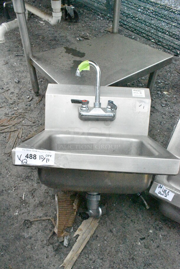 2 Stainless Steel Commercial Single Bay Wall Mount Sink w/ Faucet and Handles. 2 Times Your Bid! - Image 2 of 9