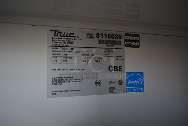 2014 True TG2R-2S ENERGY STAR Stainless Steel Commercial 2 Door Reach In Cooler w/ Poly Coated Racks on Commercial Casters. 115 Volts, 1 Phase. Tested and Working! - Image 8 of 8