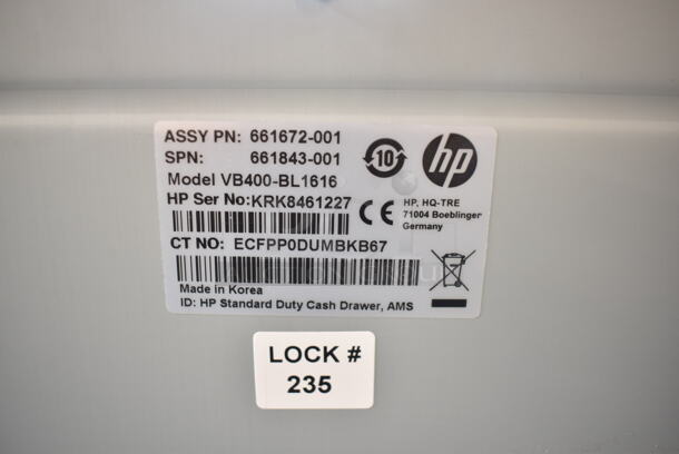HP VB400-BL1616 Black Metal Cash Register.  - Image 4 of 4