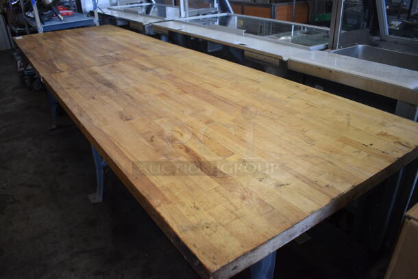 Butcher Block Table on Metal Legs. 120x36.5x34 - Image 4 of 4