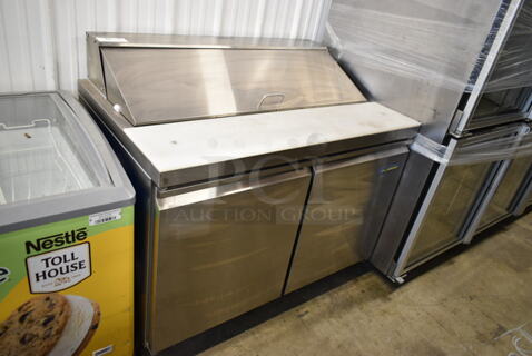 Sir Lawrence SLPREP-2D Stainless Steel Commercial Sandwich Salad Prep Table Bain Marie Mega Top on Commercial Casters. 115 Volts, 1 Phase. Tested and Working!