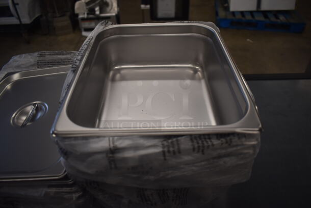 6 BRAND NEW! Stainless Steel 1/2 Size Drop In Bins w/ 6 Lids. 1/2x2. 6 Times Your Bid! - Image 2 of 4