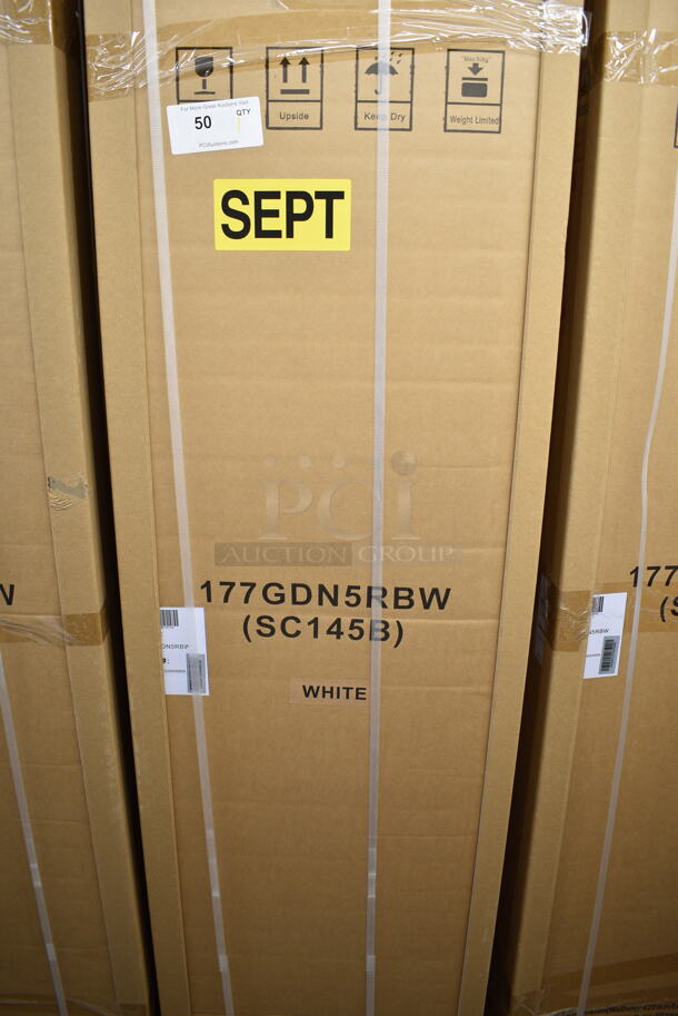 BRAND NEW! Galaxy 177GDN5RBW Metal Commercial Single Door Reach In Cooler Merchandiser w/ Poly Coated Racks and Red, White, and Blue LED Lighting. 110-120 Volts, 1 Phase. - Image 2 of 3