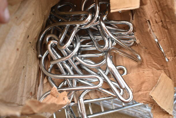 BRAND NEW SCRATCH AND DENT! Green Finish Wall Mount Storage Display Pieces, 2 Chrome Finish Racks, Chrome Bracket, Pot Rack Hooks and 2 Flat Cross Leg Feet, Cooking Performance Group 35121001Q003 Adjustable Foot for Electric Griddles, 427BASESTSQW Lancaster Table & Seating 50 lb. Square Black Steel Umbrella Base with Wheels. - Image 5 of 10