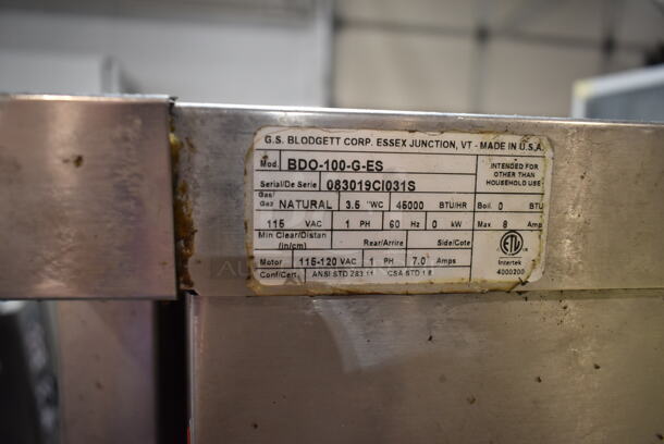 Blodgett BDO-100-G-ES Stainless Steel Commercial Natural Gas Powered Full Size Convection Oven w/ View Through Doors, Metal Oven Racks, Thermostatic Controls and Metal Legs on Commercial Casters.  - Image 6 of 6