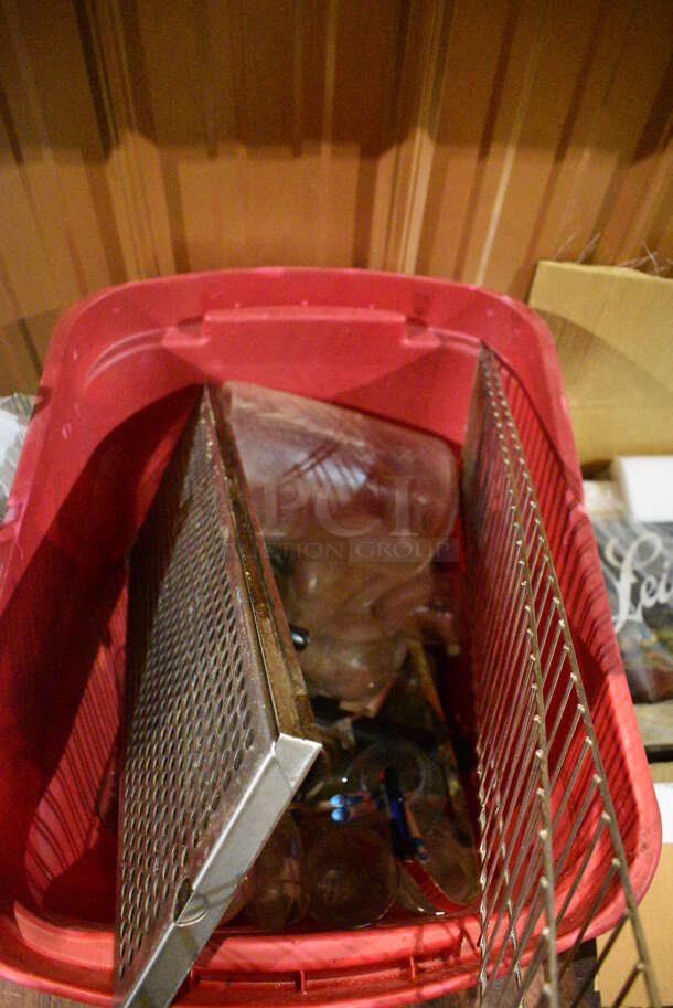 ALL ONE MONEY! Lot of Various Items Including Metal Drip Tray, Glasses and  Decorations in Red Poly Bin. (bar) - Image 2 of 6