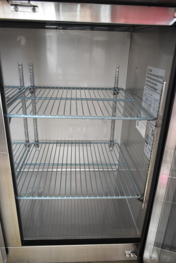 BRAND NEW SCRATCH AND DENT! 2024 Avantco 178UBB72GHCS 73" Stainless Steel Counter Height Narrow Glass Door Back Bar Refrigerator with LED Lighting. 115 Volts, 1 Phase. Tested and Powers On But Does Not Get Cold - Image 4 of 7