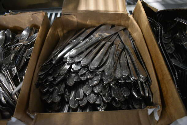ALL ONE MONEY! Lot of 3 Boxes of Silverware; Spoons, Knives and Forks - Image 3 of 5