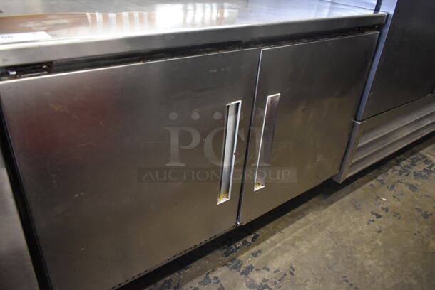 Stainless Steel Commercial 2 Door Work Top Cooler w/ Back Splash on Commercial Casters. Tested and Working! - Image 3 of 6