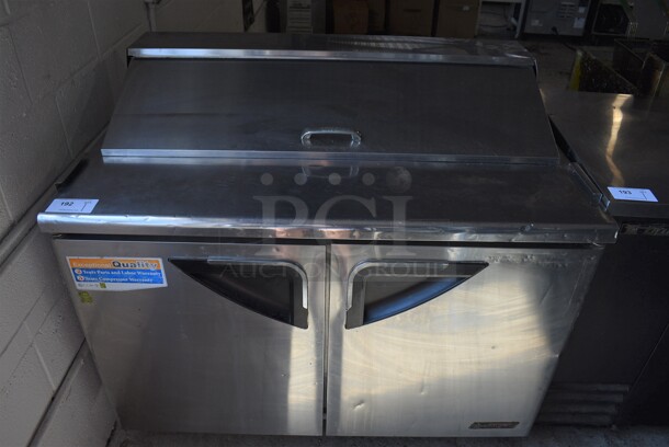 Turbo Air Model TST-48SD Stainless Steel Commercial Sandwich Salad Prep Table Bain Marie Mega Top on Commercial Casters. 115 Volts, 1 Phase. 48x30x44. Tested and Working!