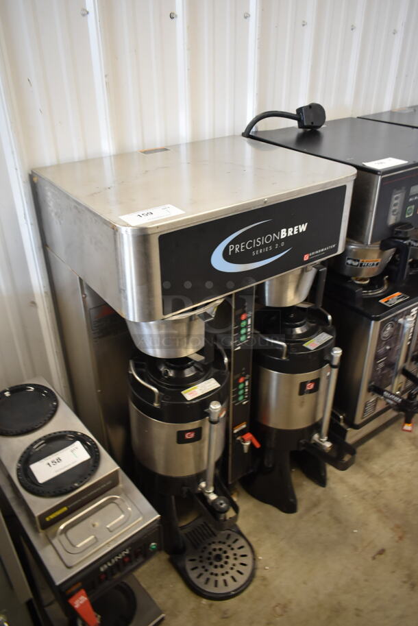 2014 Grindmaster P-430 Stainless Steel Commercial Countertop Dual Coffee Machine w/ Hot Water Dispenser, 2 Satellite Servers and 2 Metal Brew Baskets. 120/240 Volts, 1 Phase.  - Image 2 of 9