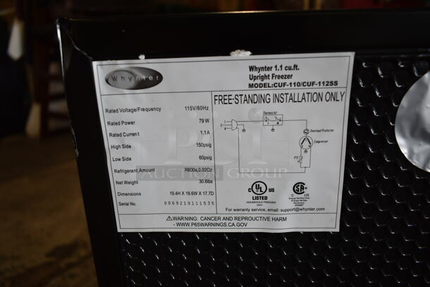 BRAND NEW SCRATCH AND DENT! Whynter CUF-110/CUF-112SS Stainless Steel Mini Freezer. 115 Volts, 1 Phase. Tested and Working! - Image 5 of 5