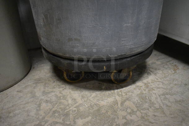 3 Rubbermaid Brute Gray Poly Trash Cans on 1 Trash Can Dolly. 25x22x27. 3 Times Your Bid! - Image 3 of 4