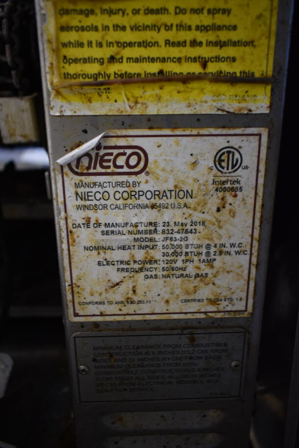 2018 Nieco JF63-2G Stainless Steel Commercial Countertop Natural Gas Powered BroilVection Conveyor Charbroiled Burger Grill. - Image 9 of 9
