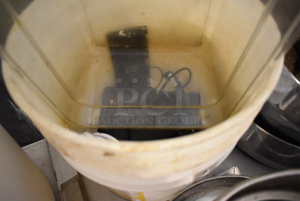 ALL ONE MONEY! Tabletop Lot of Various Items Including Stool Seats, Metal Bins, Poly Bins, Cuisinart Food Processor, Stainless Steel Drop In Bins - Image 12 of 12