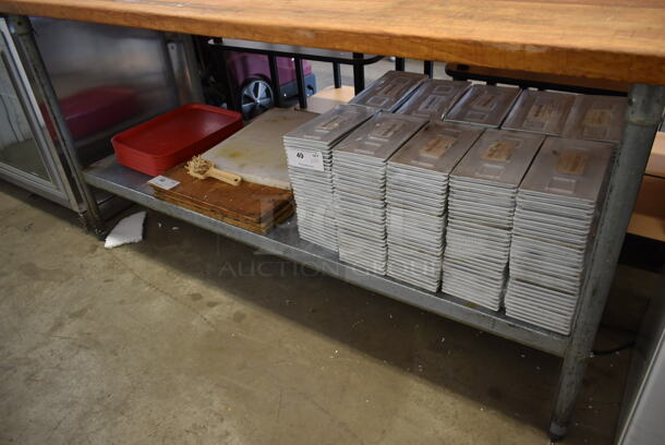 Butcher Block Table w/ Metal Under Shelf. Does Not Come w/ Contents. - Image 3 of 4