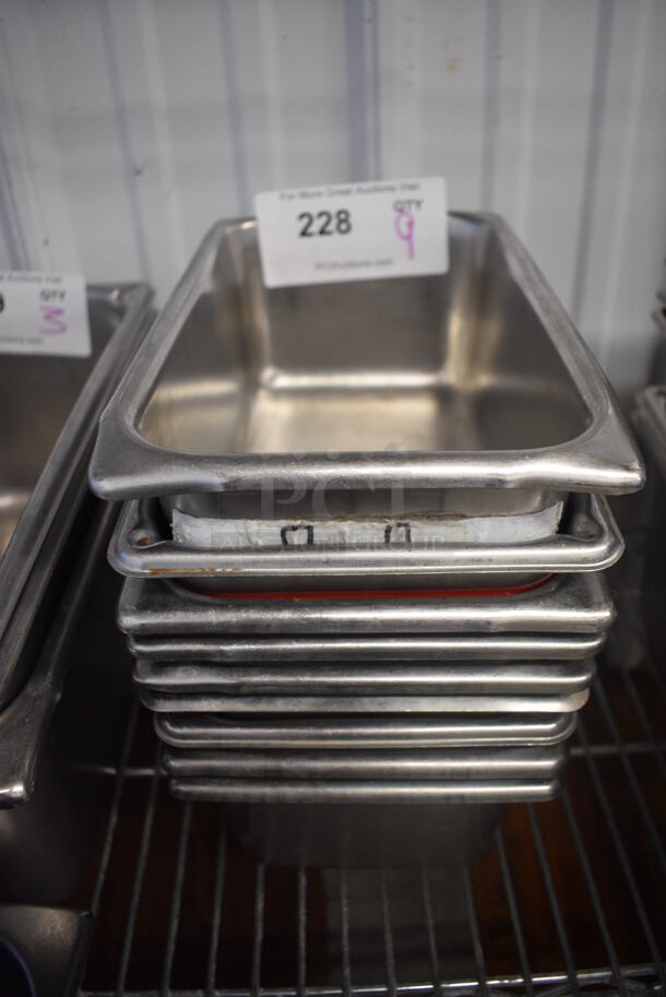 9 Stainless Steel 1/4 Size Drop In Bins. 1/4x4. 9 Times Your Bid!