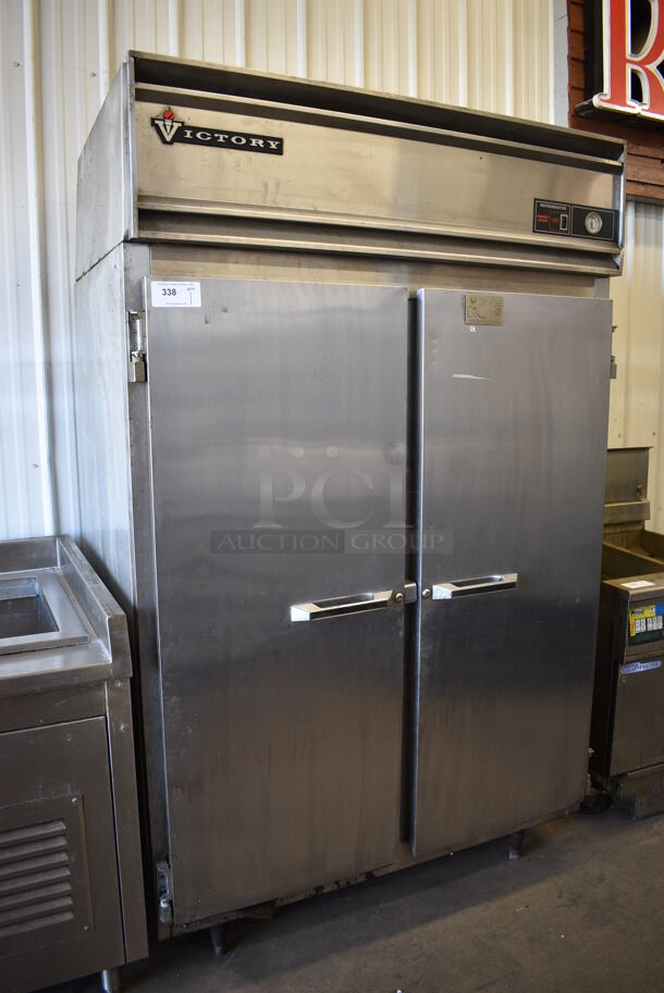 Victory Model RA-2D-7 Stainless Steel Commercial 2 Door Reach In Cooler. 115 Volts, 1 Phase. 52x36x84. Tested and Powers On But Temps at 45 Degrees - Image 3 of 7