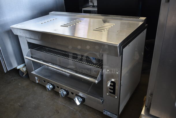 BRAND NEW SCRATCH AND DENT! Cooking Performance Group CPG 351S36SBN Stainless Steel Commercial Natural Gas Powered Salamander Broiler Cheese Melter. 36,000 BTU. - Image 2 of 4