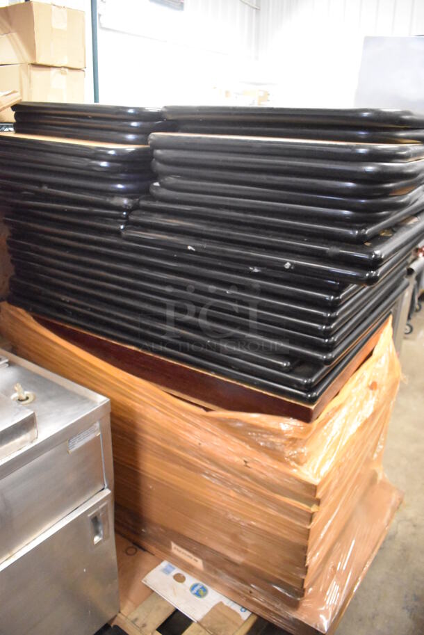 PALLET LOT OF 46 Various Tabletops Including Wood Pattern, Brown w/ Black Rim and Green w/ Black Rim. Includes 46x28x1.5, 24x24x1.5 - Image 4 of 4