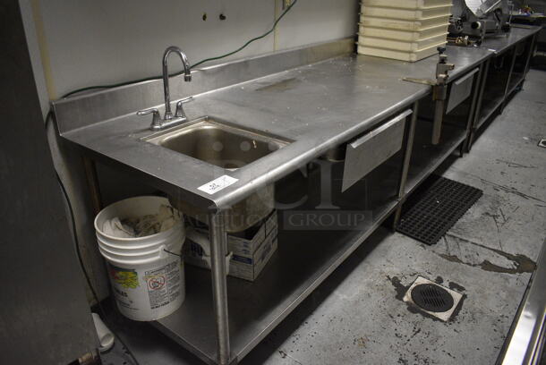 Stainless Steel Commercial Table w/ Sink Basin, Faucet, Handles, Back Splash, 2 Drawers, Undershelf and Mounted Commercial Can Opener. 120x30x39. Bay 10x14x10. BUYER MUST REMOVE. (kitchen) - Image 7 of 7