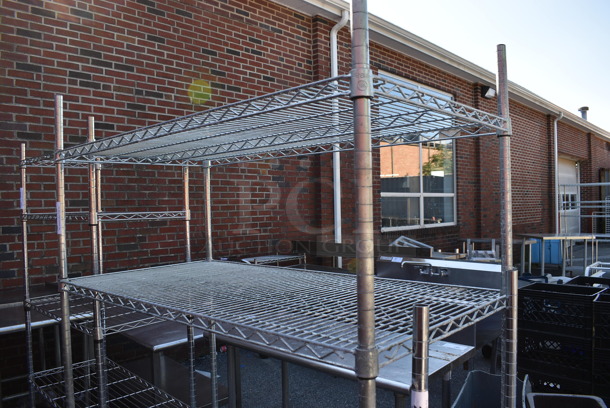 Chrome Finish 4 Tier Shelving Unit. BUYER MUST DISMANTLE. PCI CANNOT DISMANTLE FOR SHIPPING. PLEASE CONSIDER FREIGHT CHARGES. 48x24x75 - Image 2 of 4