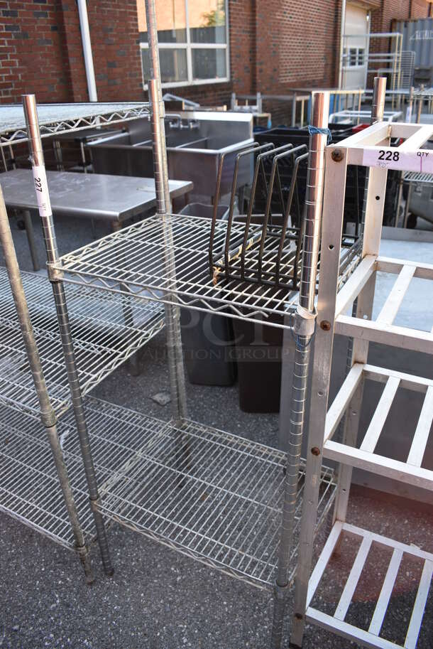 Chrome Finish 2 Tier Shelving Unit. BUYER MUST DISMANTLE. PCI CANNOT DISMANTLE FOR SHIPPING. PLEASE CONSIDER FREIGHT CHARGES. 24x18x54 - Image 1 of 4