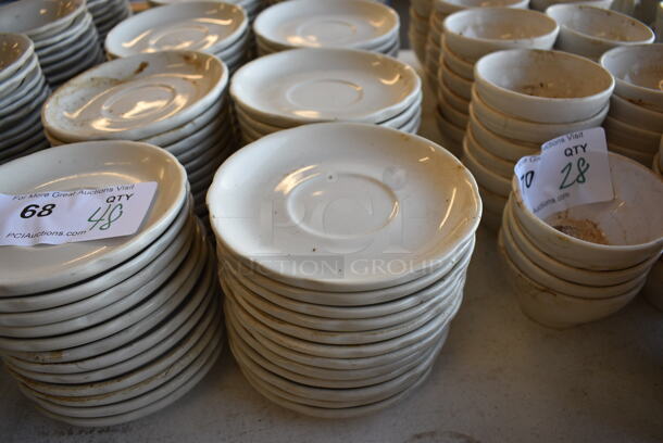 59 White Ceramic Saucers. 5.5x5.5x1. 59 Times Your Bid!
