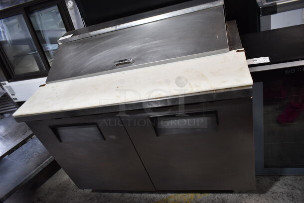 True TSSU-48-12 Stainless Steel Commercial Sandwich Salad Prep Table Bain Marie Mega Top on Commercial Casters. 115 Volts, 1 Phase. Tested and Powers On But Does Not Get Cold
 - Image 2 of 7