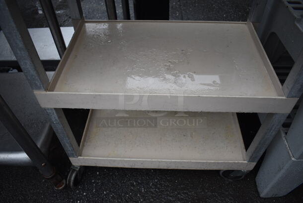 Tan Poly 3 Tier Cart w/ 2 Push Handles on Commercial Casters. 31x16x36 - Image 3 of 3