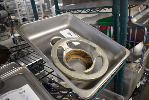 Metal Meat Grinder Tray w/ Front Grinder Piece. 10.5x13x5 - Image 2 of 3