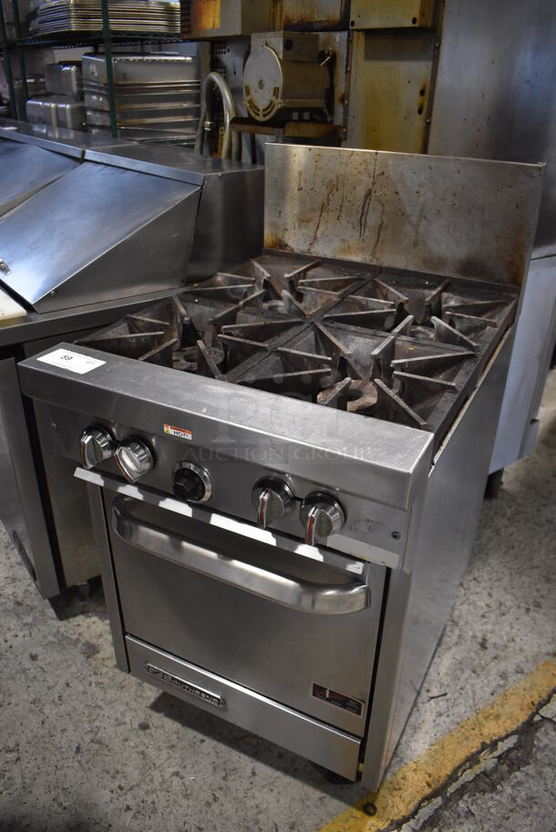 Southbend S24E Stainless Steel Commercial Natural Gas Powered 4 Burner Range w/ Oven on Commercial Casters. 24.5x34x48 - Image 2 of 7
