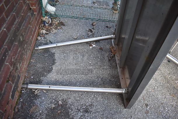 Stainless Steel Table w/ Back Splash. Missing 2 Legs. 48x34x40 - Image 3 of 4