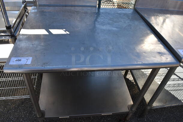 Stainless Steel Table w/ Metal Under Shelf on Commercial Casters. 36x30x34.5