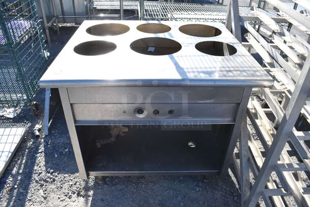 Stainless Steel Commercial Gas Powered Steam Table w/ Under Shelf. 36x32x36