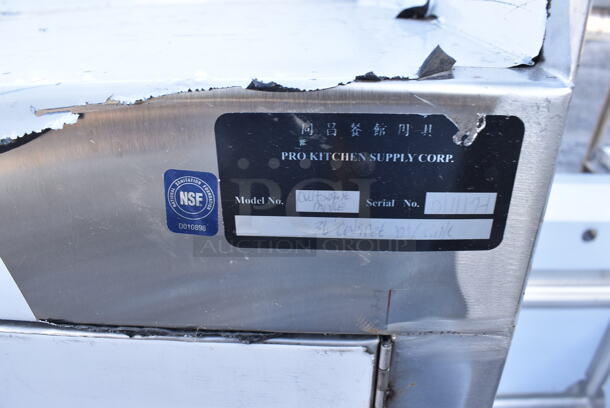 Stainless Steel Commercial Counter w/ Basin, Back Splash, Side Splash Guards and 2 Doors. 36x24x41 - Image 5 of 5