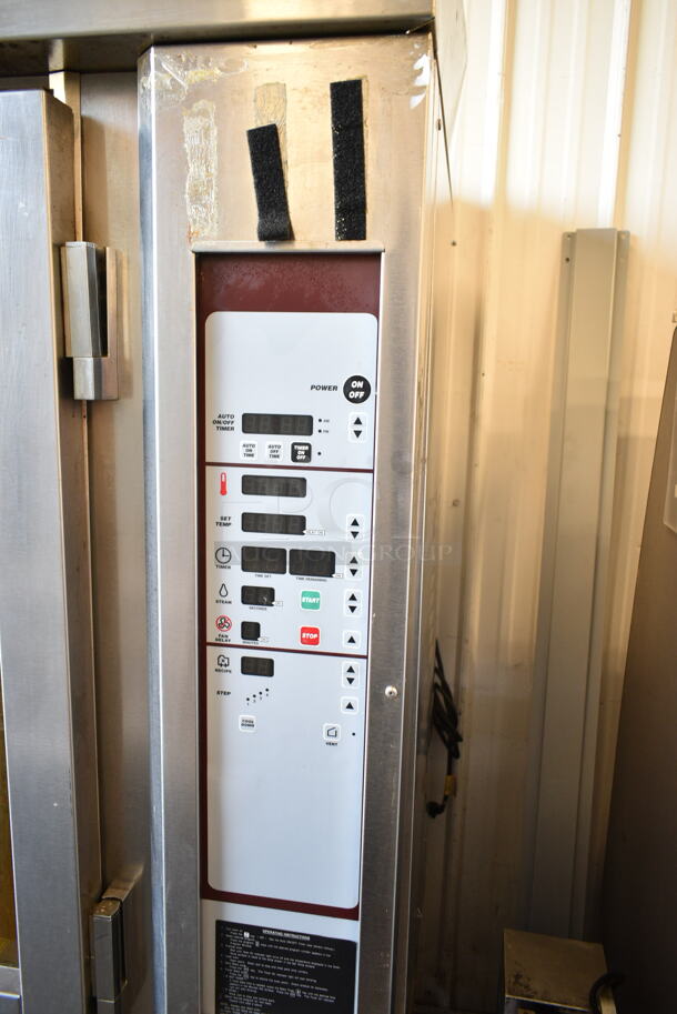 Baxter Stainless Steel Commercial Electric Powered Mini Rotating Rack Oven w/ Lower Double Pan Rack on Commercial Casters. 240 Volts, 3 Phase.  - Image 3 of 7