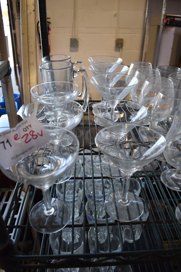 ALL ONE MONEY! Lot of 28 Various Glasses Including Beverage and Margarita. Includes 3x3x6 - Image 2 of 4