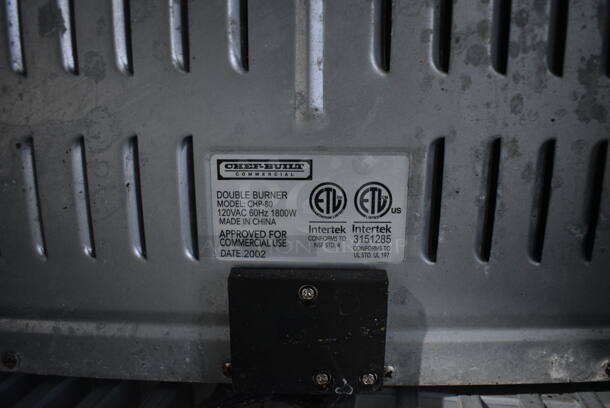 Chef Built Model CHP-80 Metal Countertop 2 Burner Range. 120 Volts, 1 Phase. 20x11x6 - Image 3 of 3