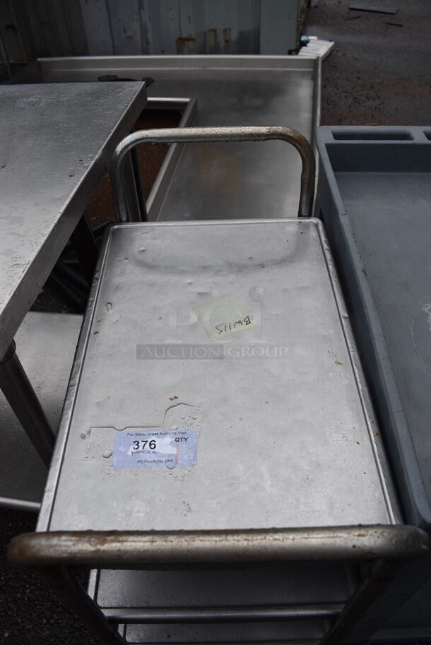 Metal 3 Tier Cart w/ 2 Push Handles on Commercial Casters. 28x16x37 - Image 2 of 4