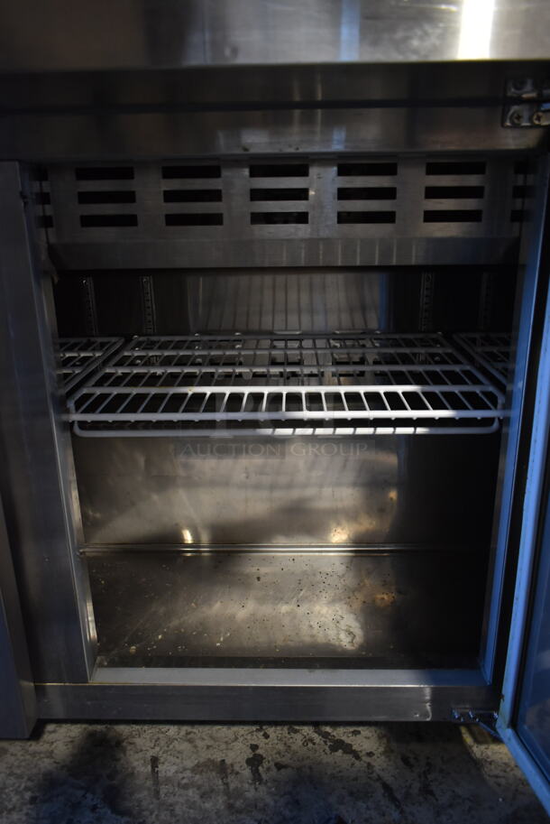 Kelvinator KCMT70.30-HC Stainless Steel Commercial Sandwich Salad Prep Table Bain Marie Mega Top w/ 2 Tier Over Shelf on Commercial Casters. 115 Volts, 1 Phase. Tested and Powers On But Does Not Get Cold - Image 10 of 11